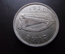 Irish Republic. 1939 Silver Half Crown. Very nice condition