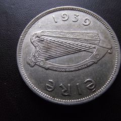 Irish Republic. 1939 Silver Half Crown. Very nice condition