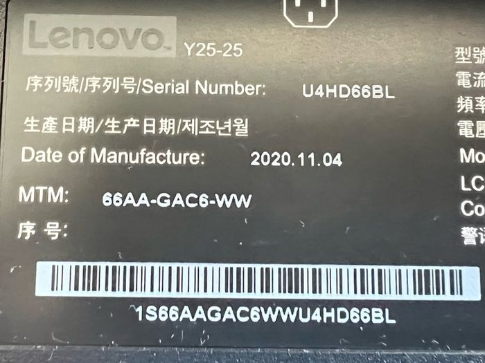 Lenovo Y25-25 Monitor for Parts or Repair