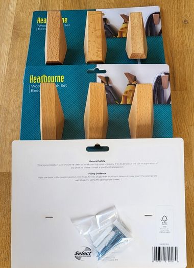 Headbourne Wooden Hook Set beech Effect