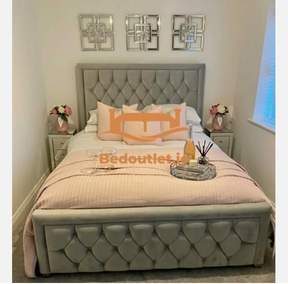 Hilton Florida Bed Frame Chesterfield Bumper Bar Velvet Ottoman Storage&Mattress