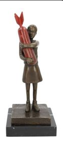 Bomb Hugger (37 cm) - Bronze, Marble, Signed