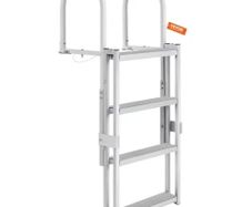 Dock Ladder, Retractable 4 Steps, 350 lbs Load Capacity, Aluminum Alloy Pontoon Boat Ladder with 55.1''-67.1'' Adjustable Height, 4'' Wide