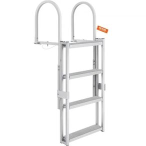 Dock Ladder, Retractable 4 Steps, 350 lbs Load Capacity, Aluminum Alloy Pontoon Boat Ladder with 55.1''-67.1'' Adjustable Height, 4'' Wide
