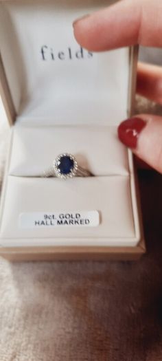 9 ct White Gold & Sapphire ring,size O. Cubic Zirconia