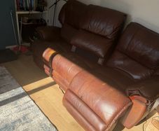 Electric Recliner Couch - Brown Leather