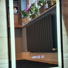 LED Bathroom Mirror Antifog Black Frame Digital Clock Temperature