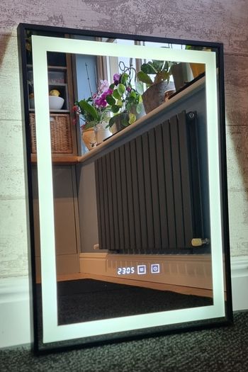 LED Bathroom Mirror Makeup Cosmetic Antifog Clock