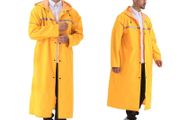Brand New Waterproof Poncho Long Reusable Reflective Tape Adjustable Hood.