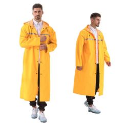 Brand New Waterproof Poncho Long Reusable Reflective Tape Adjustable Hood.