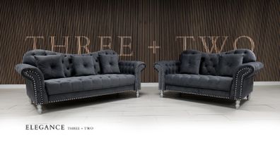 Elegance 3+2 Grey Fabric Sofa Set