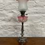 Early Edwardian oil lamp with cast metal base. Image 8