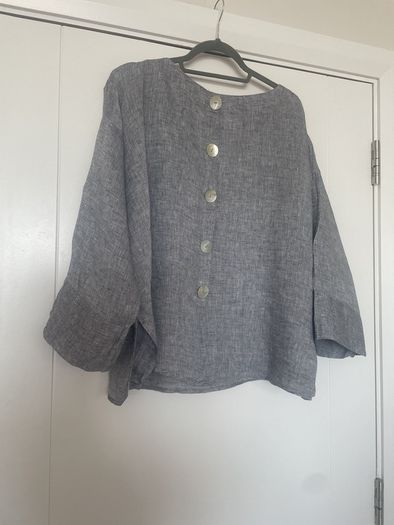 Italian Designer Linen Top with Button Back