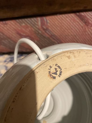 Large round pottery lamp