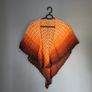 Handmade crochet triangle shawl wrap. Orange brown  gradient ombre lacy shawl Image 4