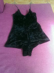 Black Velvet Strappy Playsuit. Size 8