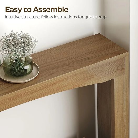 Narrow Console Table, 15 cm Thin Entryway Table, Behind Couch Table for Small Spaces, Small Farmhouse Hallway Table, for Living Room, Hallway, Foyer, Light Walnut