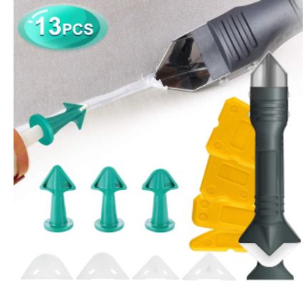 BRAND NEW 13pcs Cover Remover Smooth Silicone Scraper Putty Finisher Grout Kit Floor Tool Mold Removal Hand Tool Set Accessory