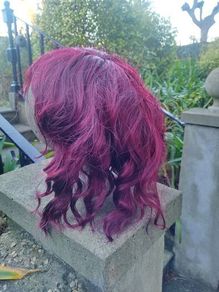 Sexy curly realistic burgundy wig for crossdresser or sexy girls