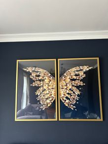 2 60x90cm butterfly framed pictures
