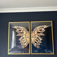 2 60x90cm butterfly framed pictures