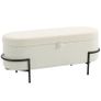 Storage stool, seat stool with lid and storage, steel legs, padded stool with fleece cover, Cream White Image 2
