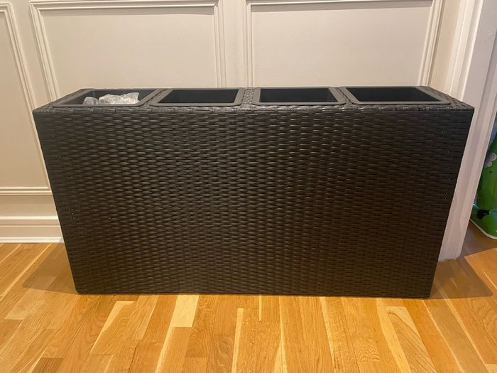 4 Pot Black Wicker Planter Box - Cadiz