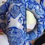 Pair Antique German Cobalt Blue Westerwald Ewers Image 7