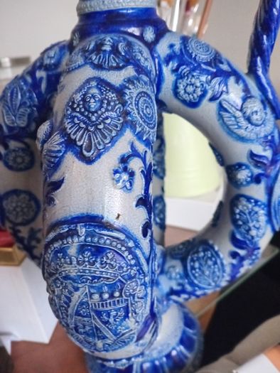 Pair Antique German Cobalt Blue Westerwald Ewers