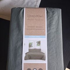 Sage green Super King 100% cotton Duvet Set