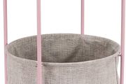 Round Storage End Table, Dusty Pink With Heather Grey Fabric, 44.96 cm D x 44.96 cm W x 48 cm H
