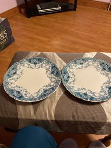 Plates x 2 with Wall Hangers - Argyle Burslem