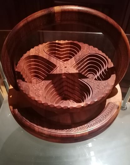 Handcarved Collapsible Wooden Basket
