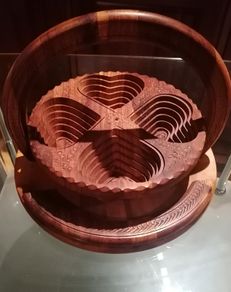 Handcarved Collapsible Wooden Basket