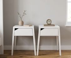 Pair of IKEA SELJE Bedside Lockers White Metal Scandi Style