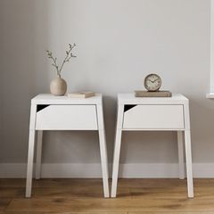 Pair of IKEA SELJE Bedside Lockers White Metal Scandi Style