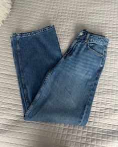 F&F High-Waisted Wide Leg Blue Denim Jeans - Size UK 6 / EU 34