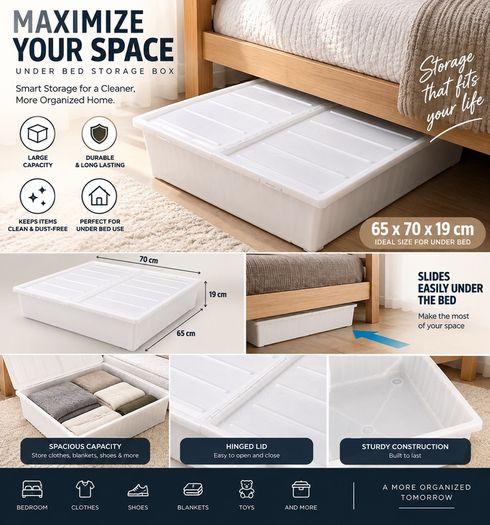 2 Large Underbed storage boxes