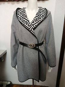 Quiz unlined geometric belted coat
