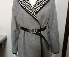 Quiz unlined geometric belted coat