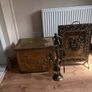 Vintage Brass Fireplace Companion Set & Coal Box Image 3