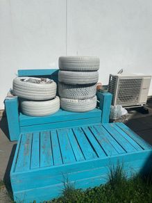 Garden bench and tires