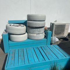 Garden bench and tires