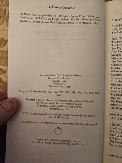 Eavan Boland New Collection Of Poems First Edition Paperback In Good Condition. See Photos For Same.