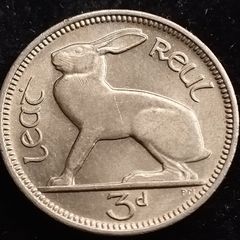 Ireland - 1968 - 3 Pence - Hare - UNC - KM.12a - [457]