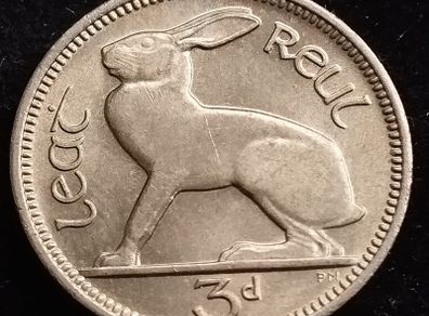 Ireland - 1968 - 3 Pence - Hare - UNC - KM.12a - [457]