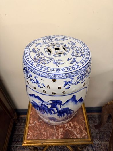 Vintage Chinese Porcelain Garden Stool Handpainted Ceramic