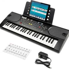 49 Key Keyboard Piano with Power Supply, Sheet Music Stand, Piano Note Stickers & Simply Piano Lessons