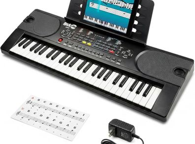 49 Key Keyboard Piano with Power Supply, Sheet Music Stand, Piano Note Stickers & Simply Piano Lessons