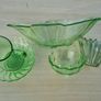 Art Deco Pressed Green Glass Set Image 6